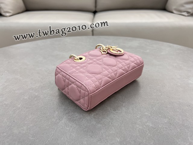 Dior专柜新款迪奥高仿原单复古粉羊皮Lady D-Joy手袋手提肩背斜挎女包 djfk1830